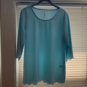 Baby blue spring summer scalloped top